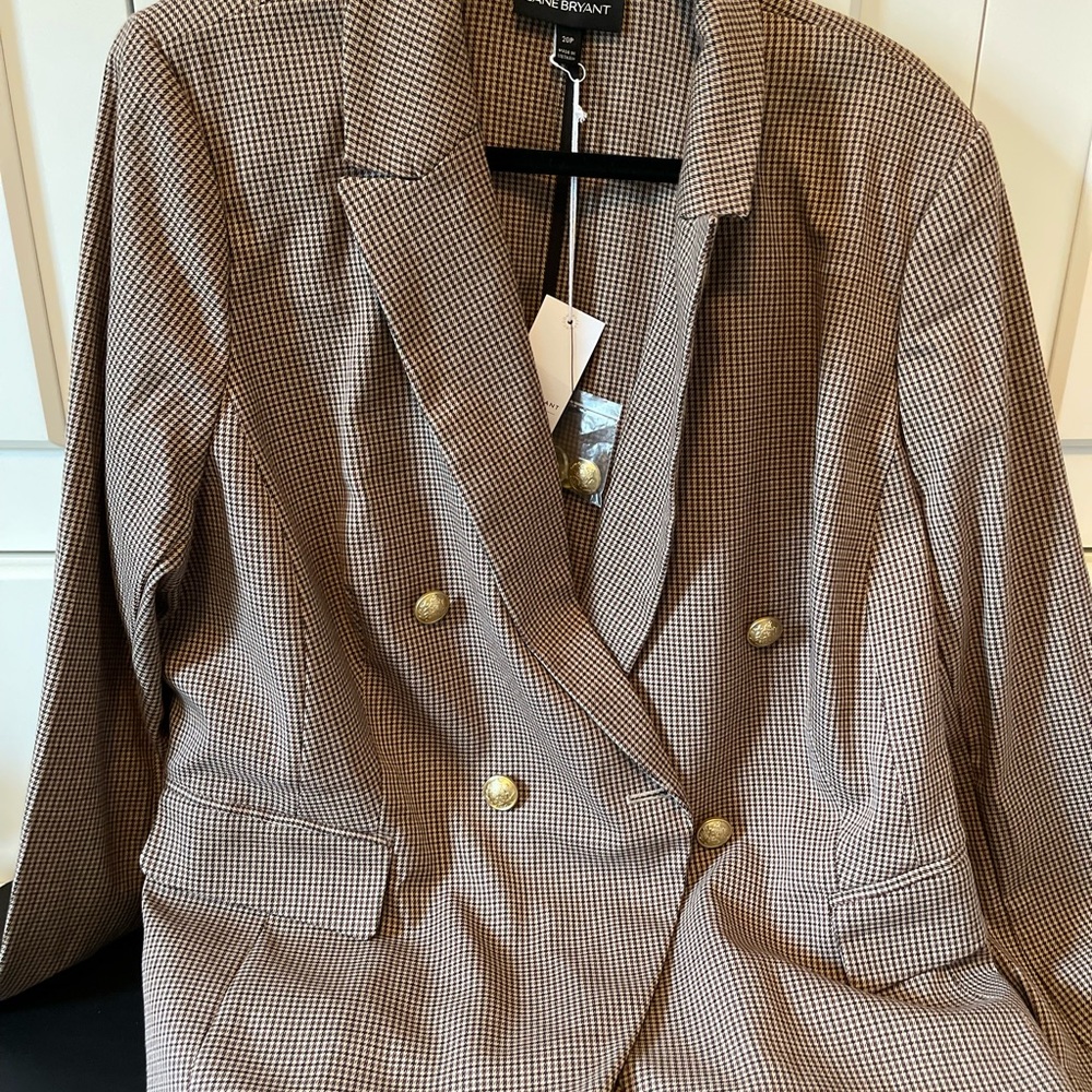 Lane Bryant Brown Plaid Blazer